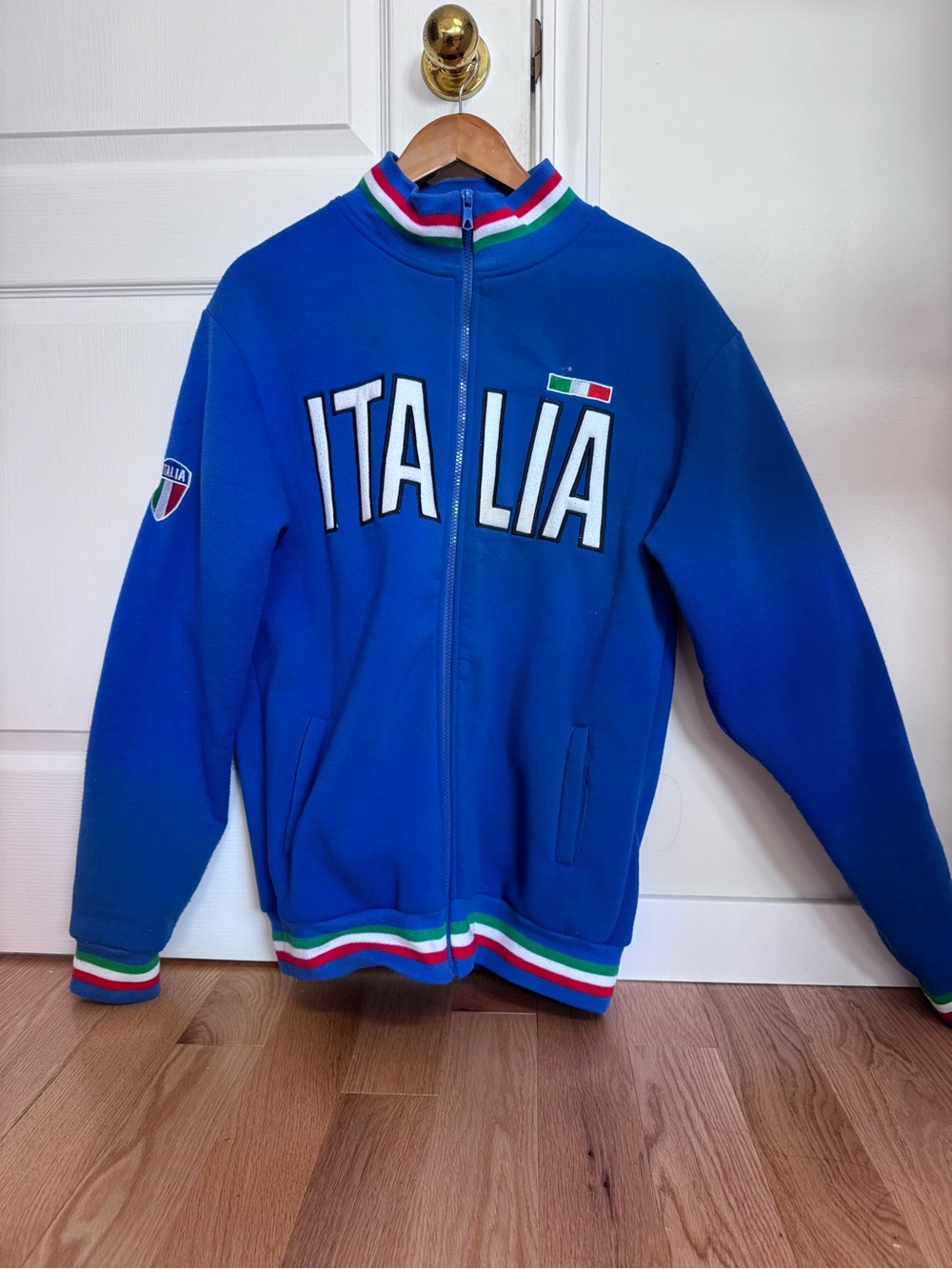 Italia Blue Full-Zip Jacket with Tricolor Trim